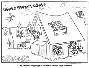 Printable coloring page of a home in Sillyville