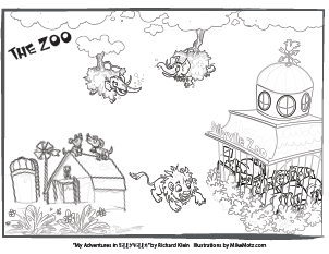 Printable coloring page of the zoo in Sillyville